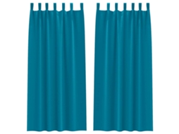 Conjunto 2 Cortinas Opacas Vidaxl Azul-turquesa Poliéster (260 X 140 Cm)