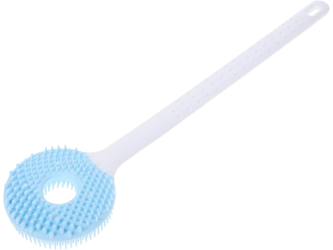Escova De Limpeza Esfoliante Silicone Healvian Para Chuveiro Com Cabo Longo Corpo E Costas, Dupla Função