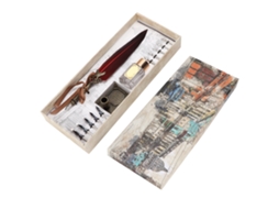 Conjunto Pluma De Pluma Vintage Creatividad Tinta Grabado Para Regalo Caja Regalo Burdeos