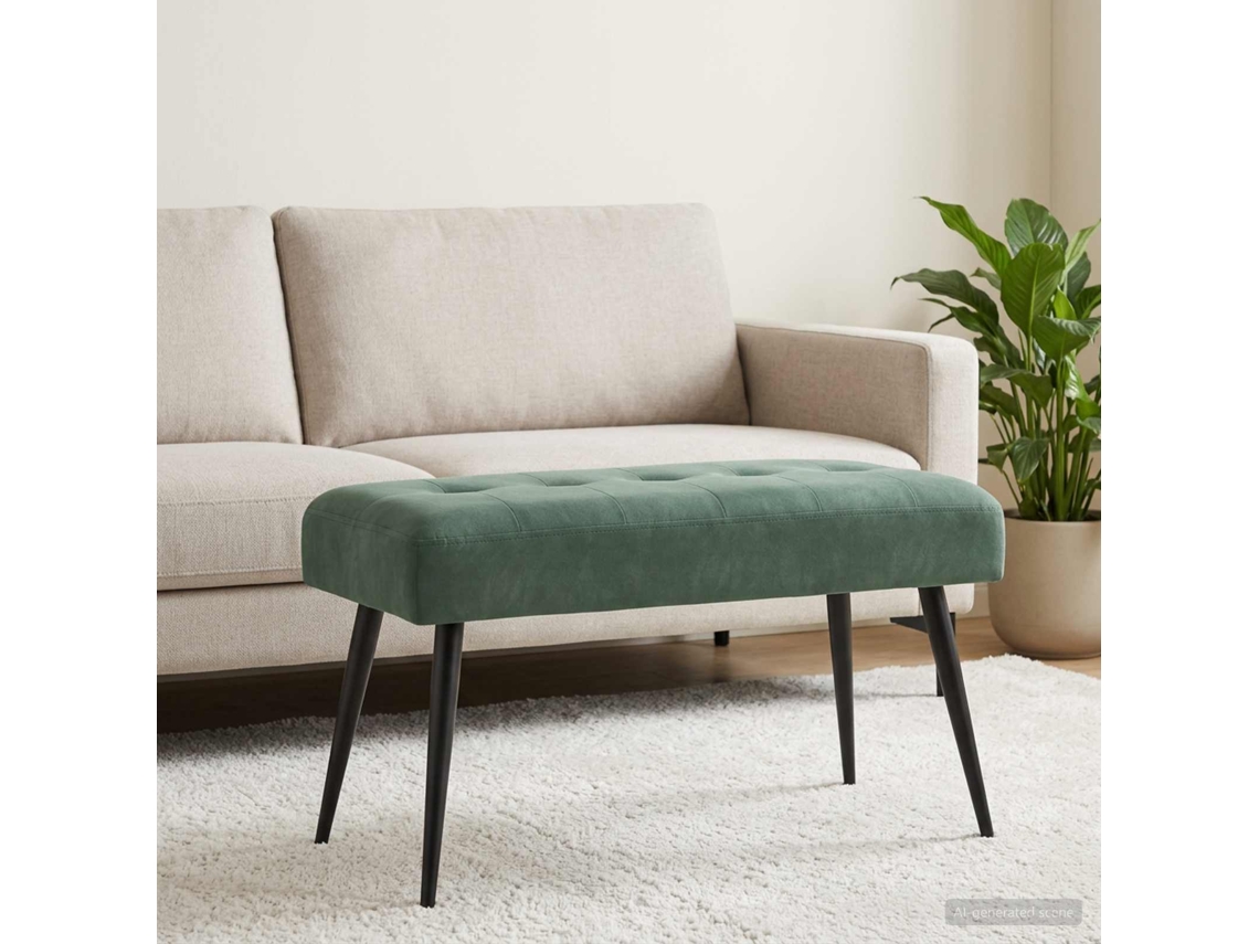 Vidaxl Banco Com Botões Estofados Verde Do Mar 80 X 40 X 46 Cm Veludo