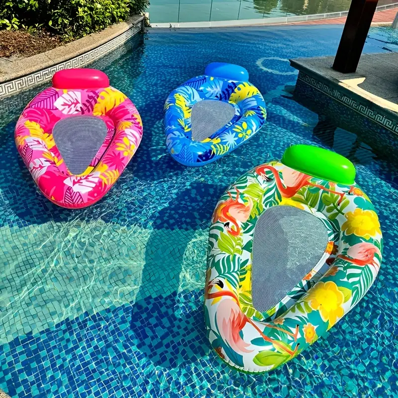 1 Boia De Piscina Em Pvc Com Rede De Cachoeira E Estampa Simples (rosa)