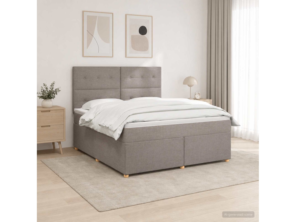 Vidaxl Cama Box Spring Com Colchão Cinzento-acastanhado 160 X 200 Cm