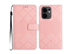 Capa De Couro Com Textura De Grade Rômbica Para Celular