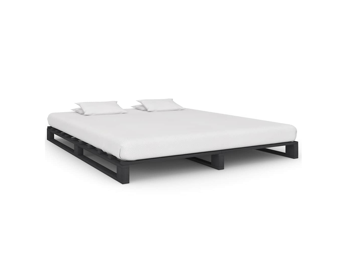 Vidaxl Estrutura De Cama Em Paletes Pinho Maciço 200x200 Cm Cinzento
