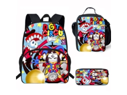 Conjunto De Três Peças De Mochila Infantil Com Motivos De Circo: Mochila Escolar Com Alças, Lancheira Térmica E Estojo, Padrão 16