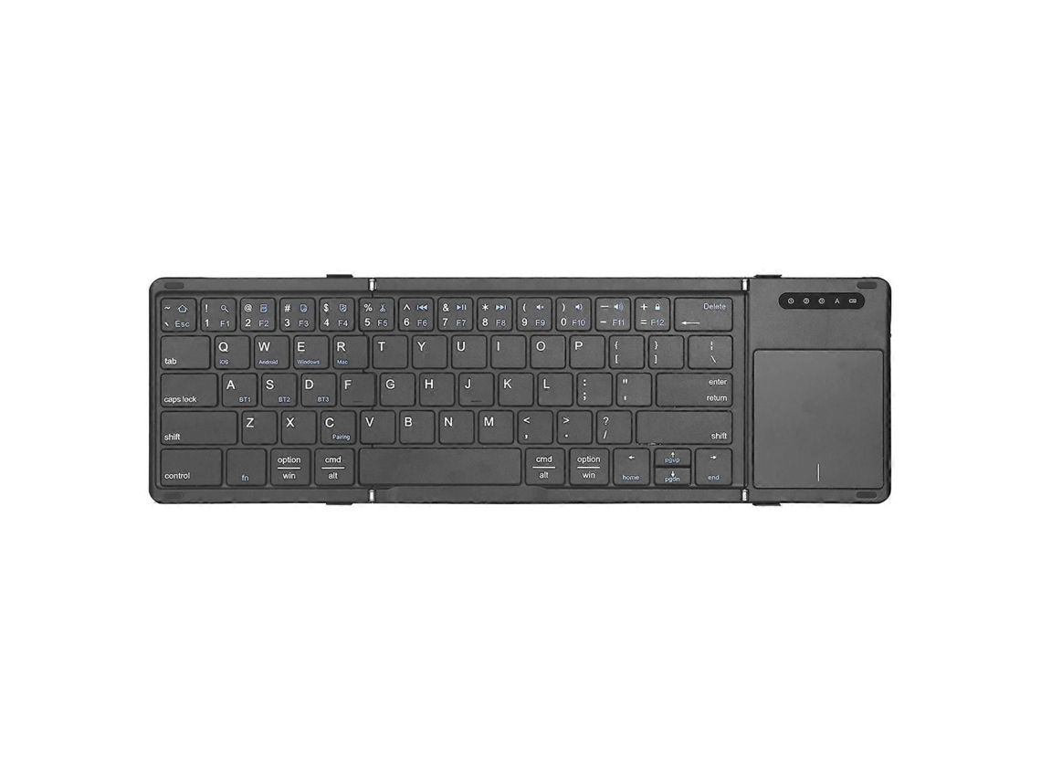 Teclado Dobrável Sem Fio B077t em Couro Pu, Compatível com Bluetooth e com Touchpad. TAISHENGDA