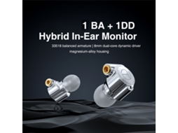 Fone De Ouvido Intra-auricular Trn Ta1 Hifi 1ba+1dd Driver Híbrido Com Cabo Desmontável Prateado Mmcx