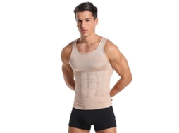 Colete Compressiva Masculina para Modelar Torso, Achatamento de Peito e Barriga, Suporte Lumbar e Postura Cor da Pele