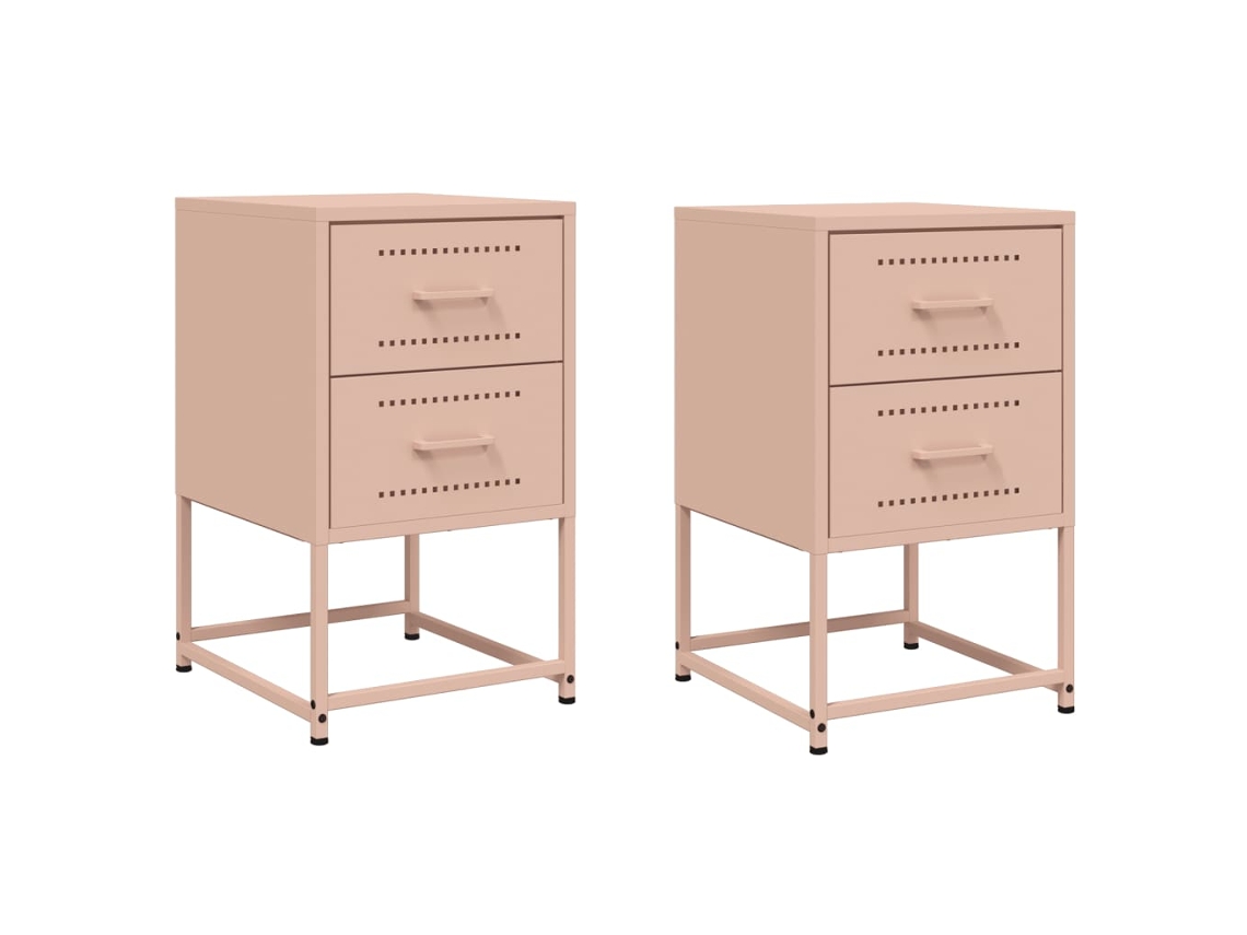 Mesas de Cabeceira 2 Pcs 36x39x60,5 Cm Aço Rosa MAISON EXCLUSIVE