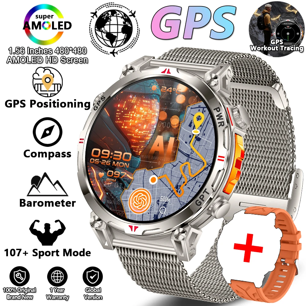 (yinwang) Smartwatch Com Posicionamento Gps, Resistência À Água De Nível Militar 3atm, Mais De 100 Modos Esportivos