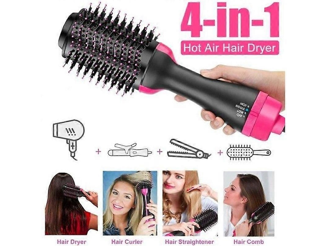 Escova Secadora de Cabelo Rotativa Vinsic Secador de Cabelo 3 em 1 Função Iônica Revestimento Cerâmico Rosa TAISHENGDA