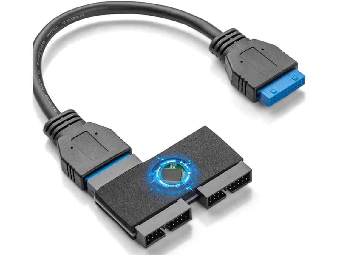 Hub Usb 3.0 De 19 Pinos (1 Para 2) Com Chip E Design Cabo Modular.
