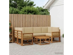 Vidaxl Conjunto De Sofás Para Exterior 7 Unid. Natural E Bege