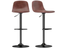 Conjunto De Bancos Altos Couro Pu (100% Pu), Aço E Espuma Cor Marrom 40,5x44x84-104 Cm Homcom
