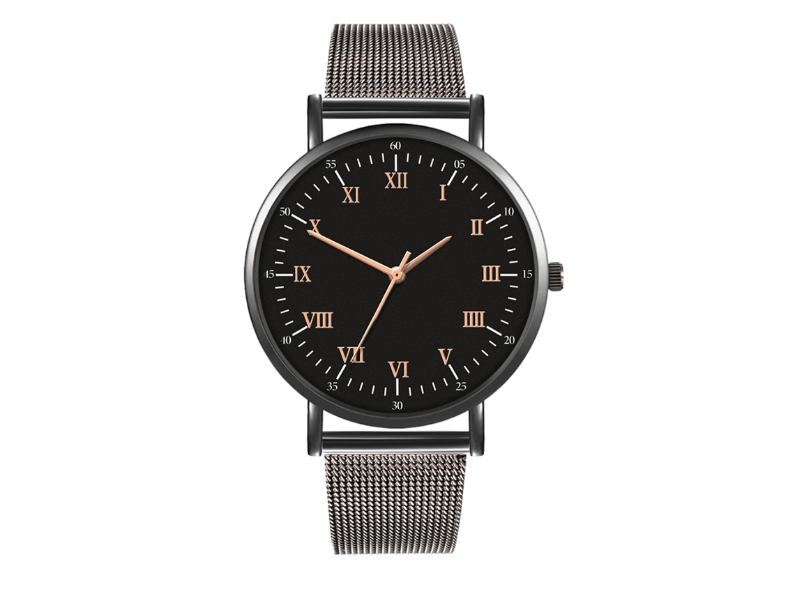 Reloj De Moda Para Parejas Con Correa De Malla Dial Redondo Cuarzo Unisex