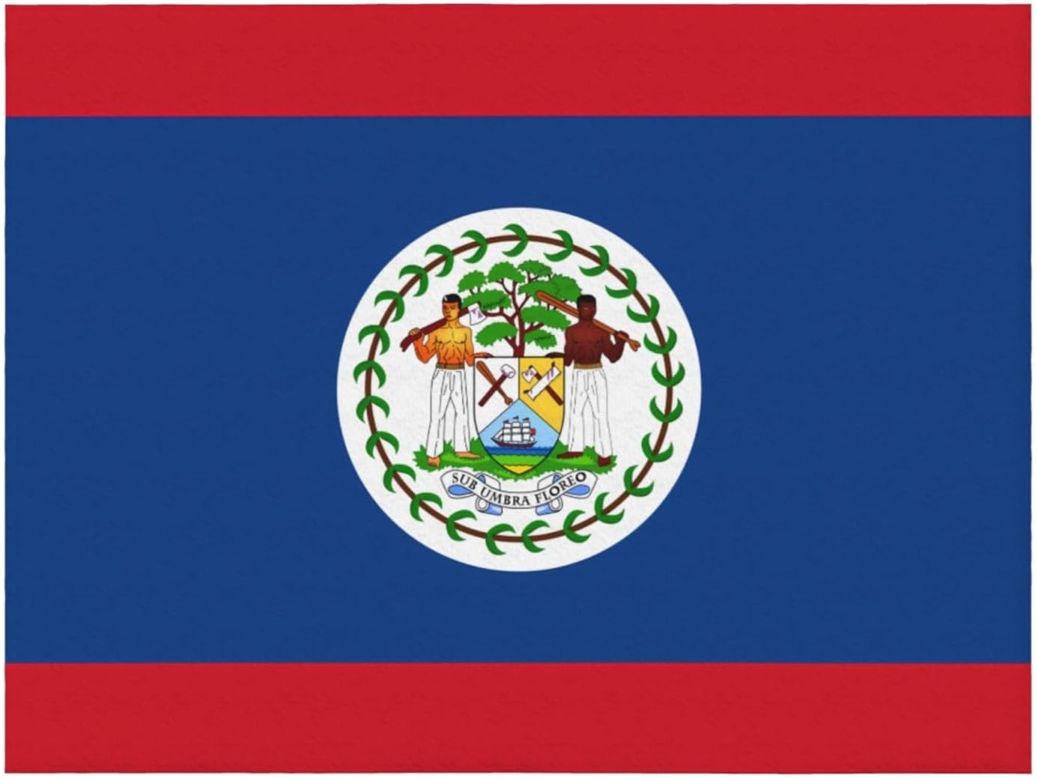Manta de Flanela Ultramacia Phayah com Estampa da Bandeira Belize Ideal para Sofá Cama Sala Estar Escritório e