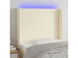 Vidaxl Cabeceira Cama C/ Led 103x16x118/128 Cm Couro Artificial Crème
