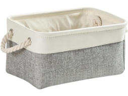 Cestos Organizadores De Tecido Dobráveis - Pequeno Armário - Cesto Com Corda Para Brinquedos - Guarda-roupa (cinza/branco)