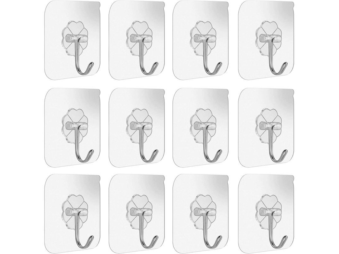 48 Ganchos Adesivos Resistentes 22lb Invisíveis Reutilizáveis Para Parede Banheiro Cozinha Exterior