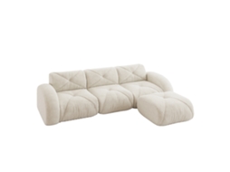 Sofá loveseat de veludo, modular, braços curvos, base antiderrapante, para sala e quarto ORBITRA COMMERCE