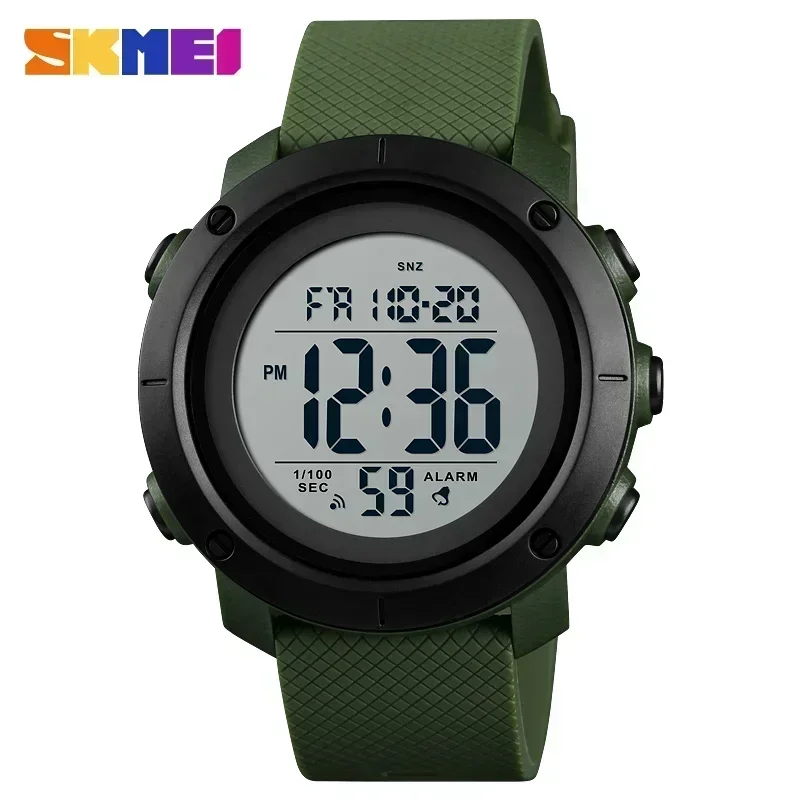 Relógio Esportivo Masculino , Resistente À Água Até 5 Bar, Relógio Digital Estiloso MDUG (verde Militar e Branco)