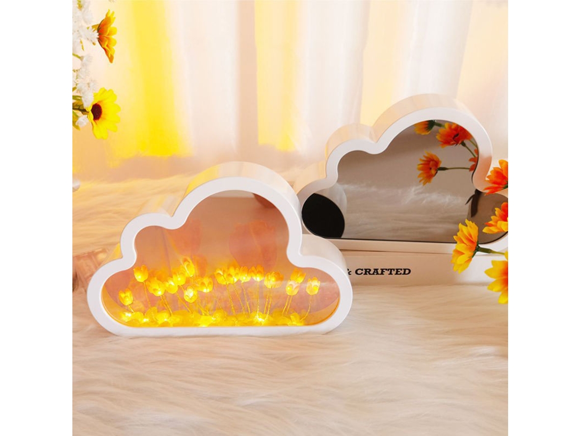 Candeeiro Decorativo TRUMSEN-GM Diy Acender a Luz É Uma Luz Noturna Desligar a Luz É Um Espelho 20*13*4Cm Amarelo