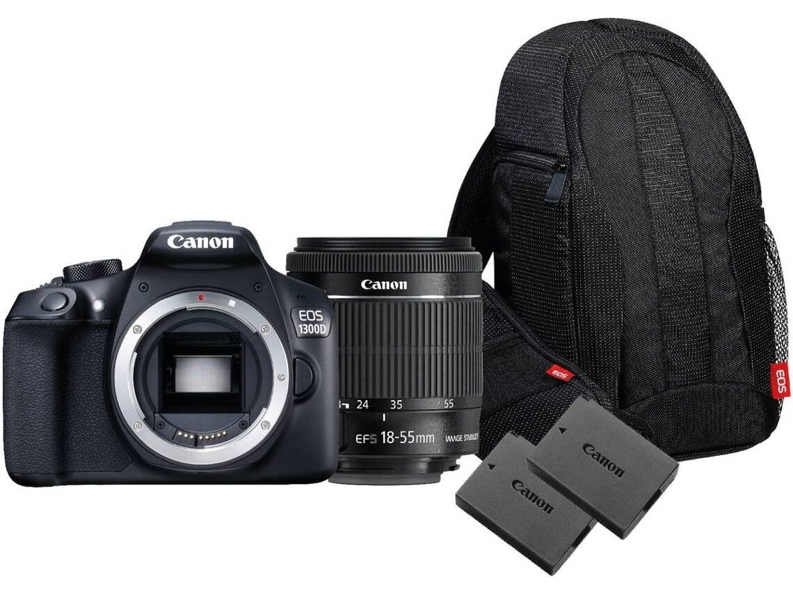 Pack Máquina Fotográfica CANON EOS 1300D 18-55 IS + Mochila + 2