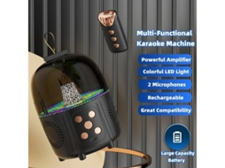 Máquina De Karaokê Infantil Bluetooth Com 2 Microfones Sem Fio Alto Falante De Karaokê Portátil E Reprodutor De Música Com Luz Led Para Pre Yizhood