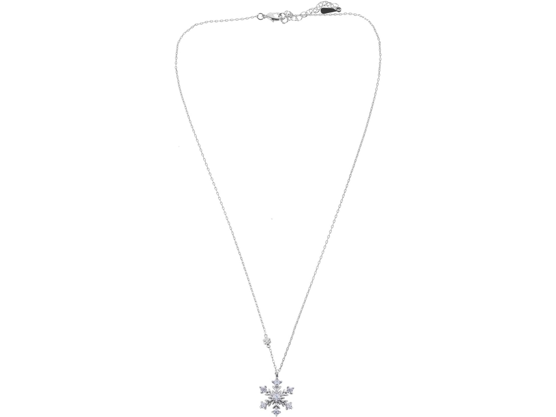 Colar Com Pingente De Floco De Neve Em Prata De Lei 925, Corrente Clavicular Em Platina Branca, Joia Feminina Elegante.