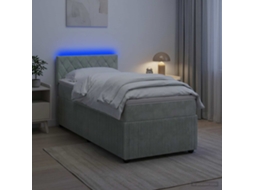 Vidaxl Cama Box Spring Com Colchão Cinzento-claro 90 X 200 Cm Veludo