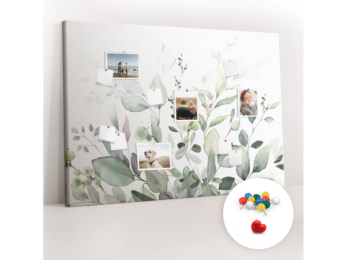 Quadro De Cortiça Com Impressão Plantas E Folhas Para O Quarto Das Crianças Espelharte (140x100 Cm)
