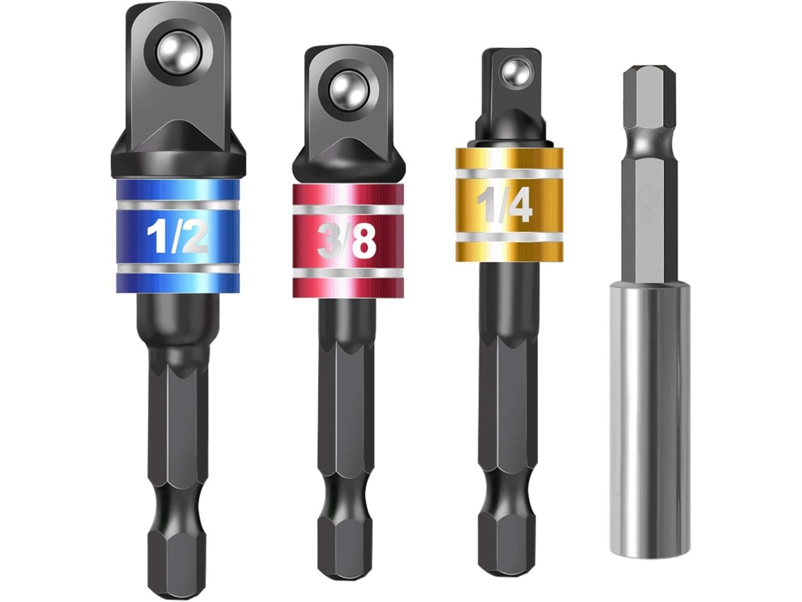 Conjunto De 4 Soquete Com Suporte Para Encaixe 1/4" Em Pontas Extensão E