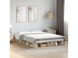 Vidaxl Estrutura de Cama 140x200 Cm Derivados Madeira Carvalho Sonoma