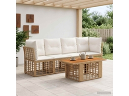 Vidaxl Conjunto De Sofá De Jardim 5 Unid. Natural E Branco Creme