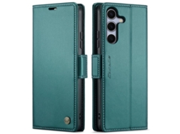 Capa Para Samsung Galaxy S25 5g De Couro Com Fecho Borboleta Textura De Lichia E Proteção Rfid Antirroubo Verde
