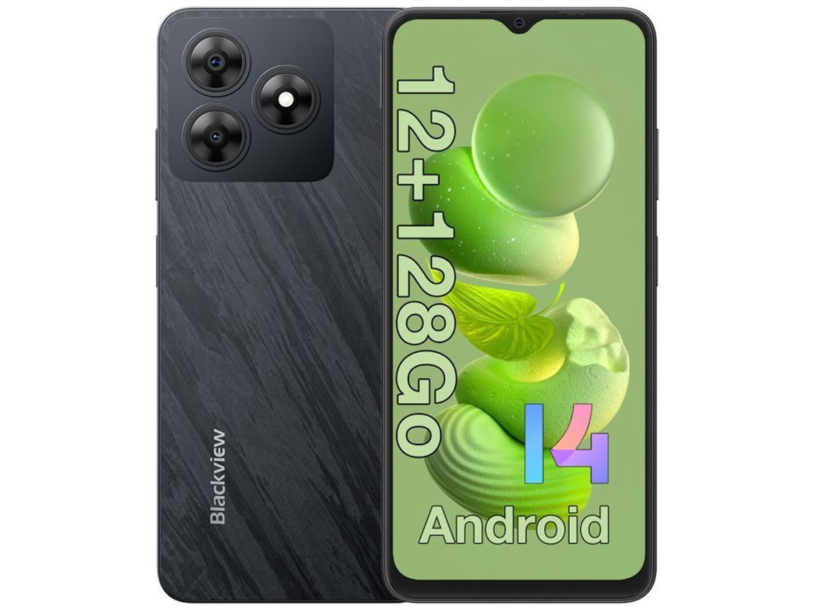 Smartphone Wave 8 6.56 12gb Ram 128gb Rom 5000mah Câmera 13mp 4g Celular Dual Sim Android 14 Gps Preto Blackview
