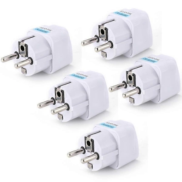 5 Adaptadores De Tomada Ue, Adaptador De Tomada Para Ue, 10a 250v, Adaptador De Viagem Universal Para Tomada Ue