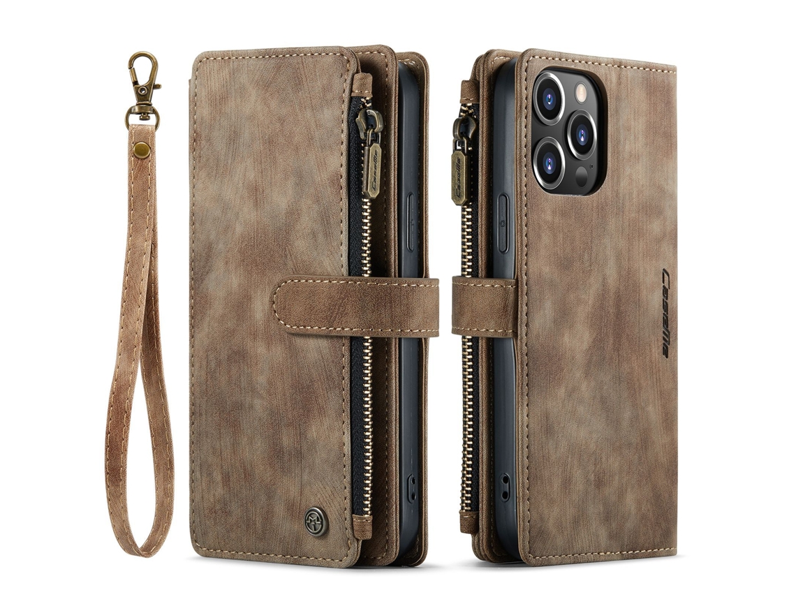 Capa De Couro Para Celular Carteira Para Cartõesmarrom - Iphone 16 E