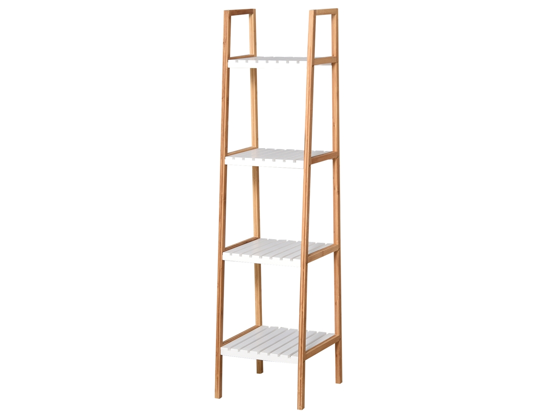 Estante De Banheiro Pinho Fsc, Bambu Cor Blanco Bambú Natural 35cmx36cmx138.5cm Kleankin