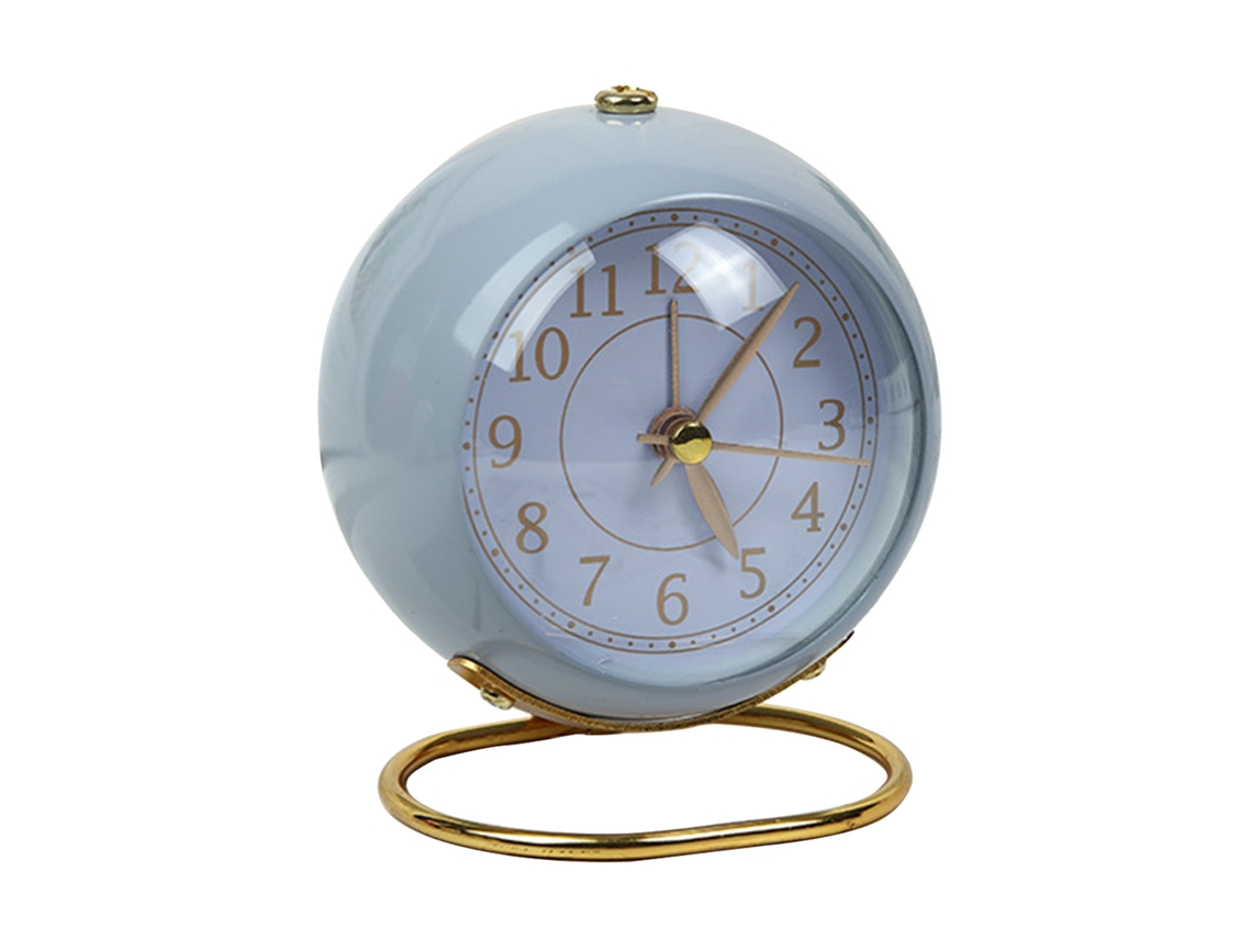 Relógio despertador silencioso de metal Baok-reloj, pequeno, a pilha, para mesa, decoração de quarto de estudante, azul.