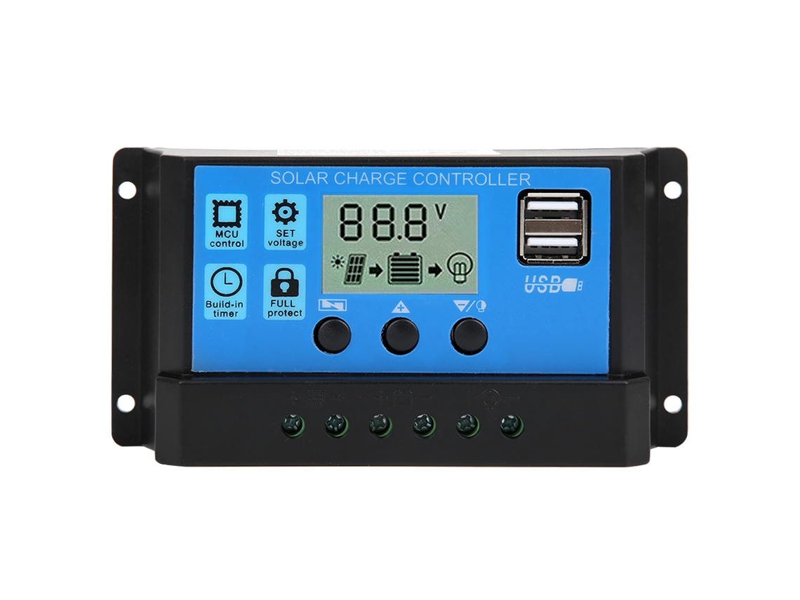 Laxiscreed Controlador Solar 40a Com Regulação Pwm Automática E Saída Usb Dupla Lcd