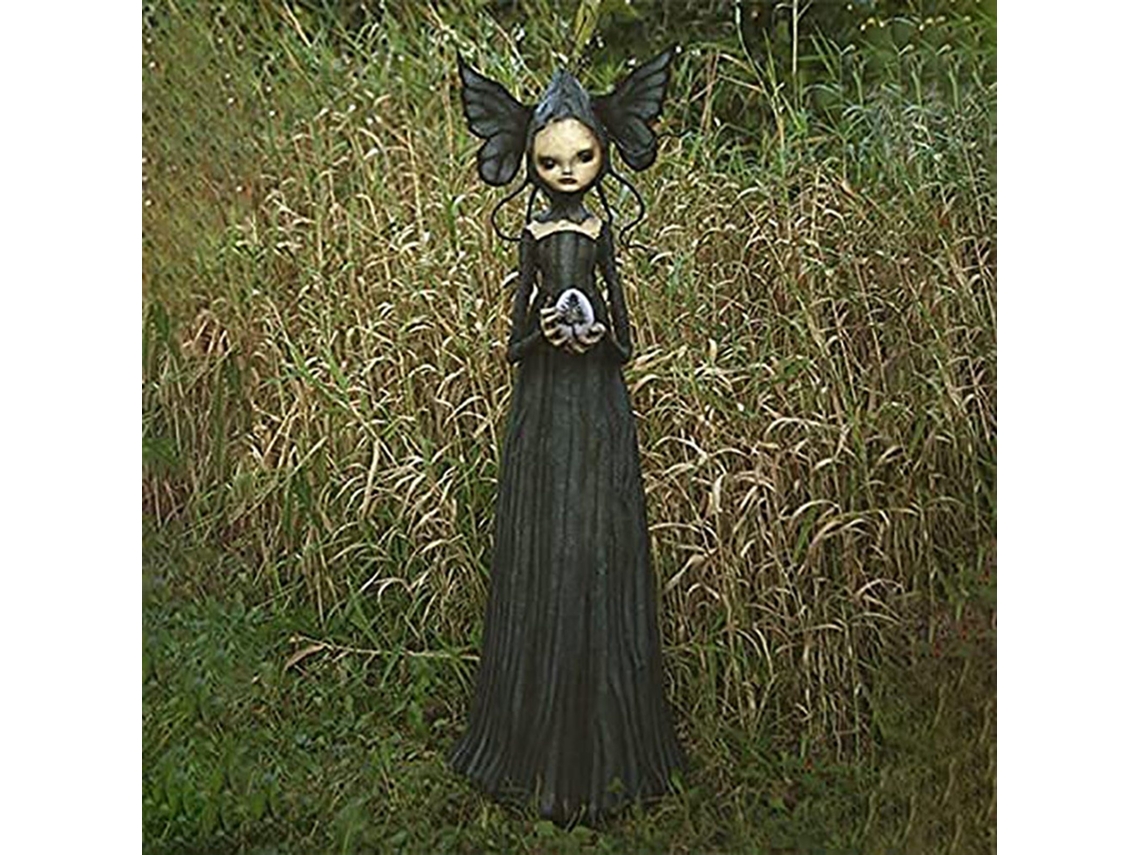 Adorno de Estátua de Bruxa em Resina com Brilho Decorativo Halloween Sala Quintal S/MARCA