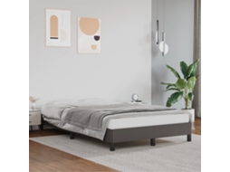 Vidaxl Estrutura De Cama Sem Colchão 120x190cm Couro Do Falso Cinzento