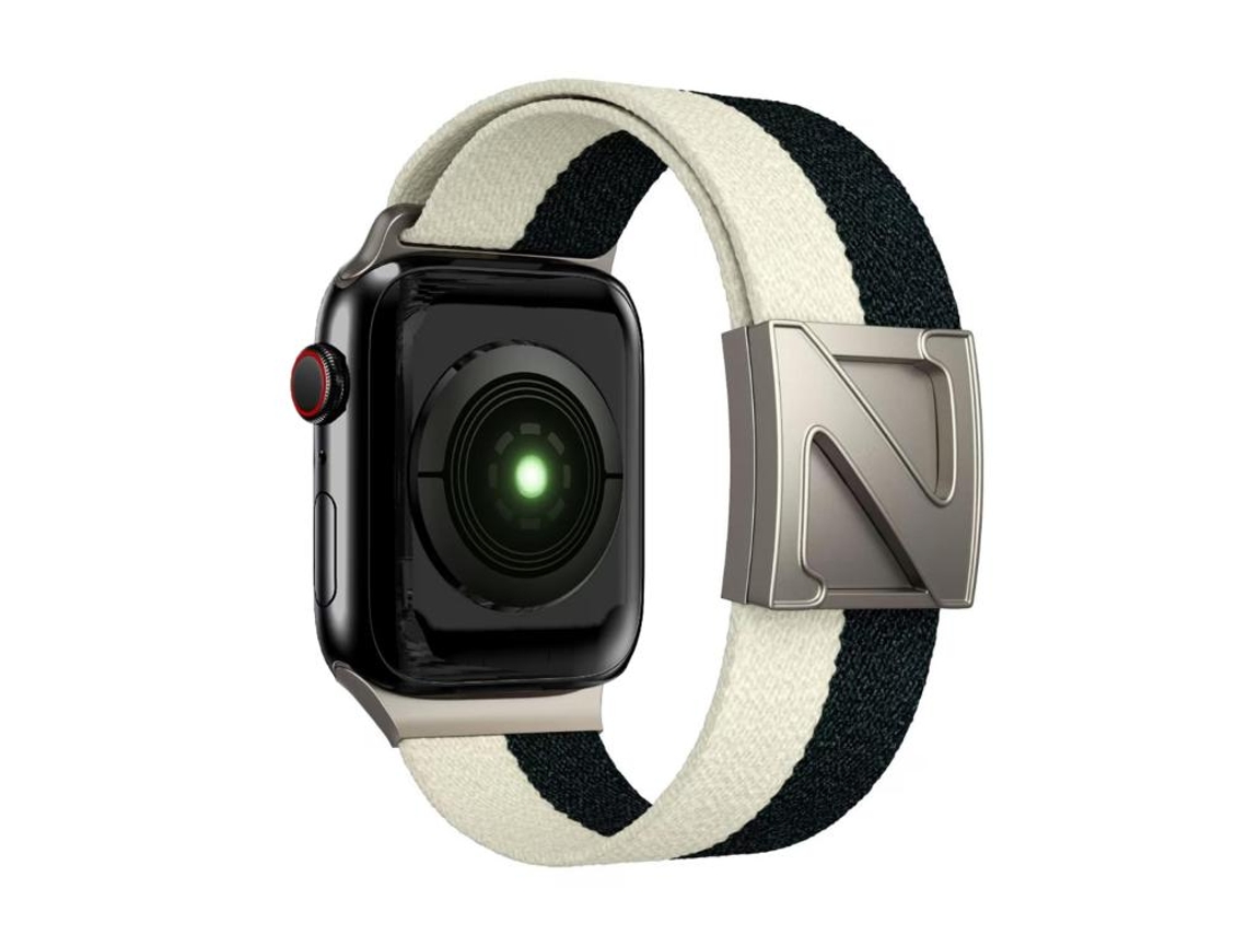 Bracelete para Apple Watch 42/41/40/38mm Nylon Bicolor com Fecho Magnético em Formato Z Preto XIAOMOYU