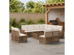 Vidaxl Conjunto De Sofá De Jardim 12 Unid. Bege E Branco Creme Vime Pe