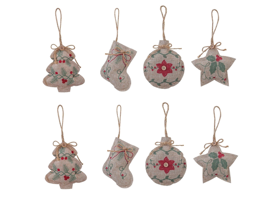 Pacote Com 8 Enfeites De Feltro Para Árvore De Natal. Ideal Para Decorar Festas E Eventos. Olysi Shop