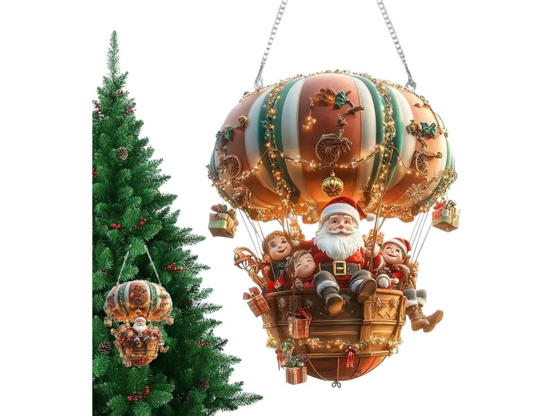 Decoração de Pingente em Acrílico 2d, Balão de Ar Quente em Acrílico 2d, Item Decorativo para o Natal Design Artístico CHABERLU