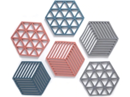 Conjunto De 6 Porta-copos Silicone Antiderrapante Flexível Hexagonal 16 Cm Para Bancada E Mesa