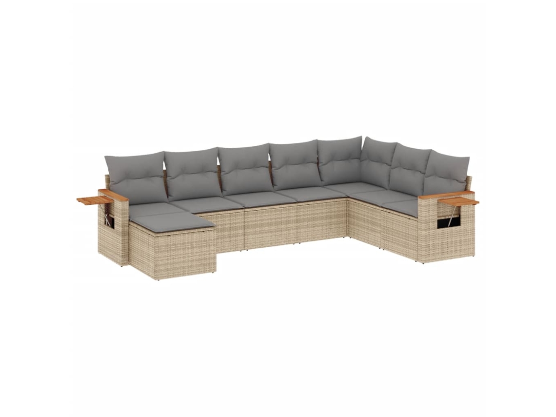 Conjunto de 8 Sofás para Jardim com Almofadões Vime Pe Bege MAISON EXCLUSIVE (8 pcs)