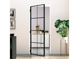 Vidaxl Porta Interior 83x201,5cm Vidro Temperado E Alumínio Fino Preto
